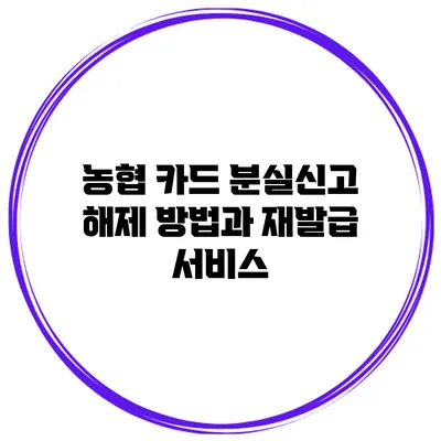 농협 카드 분실신고 해제 방법과 재발급 서비스