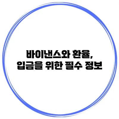 바이낸스와 환율, 입금을 위한 필수 정보