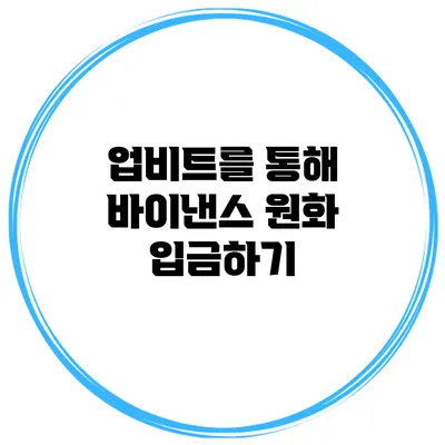 업비트를 통해 바이낸스 원화 입금하기