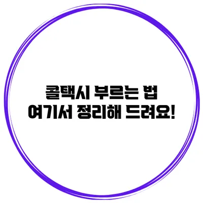 콜택시 부르는 법 여기서 정리해 드려요!