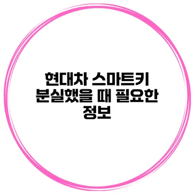 현대차 스마트키 분실했을 때 필요한 정보